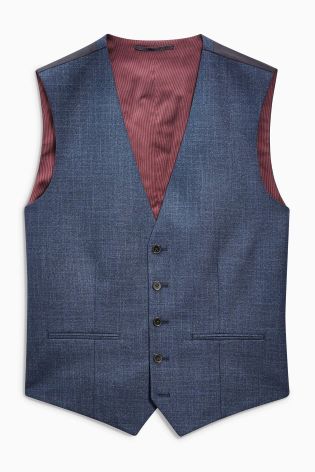 Blue Textured Tailored Fit Suit: Jacket